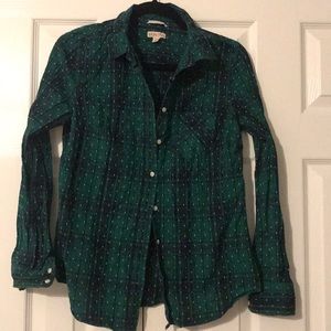 Navy and Green Plaid Button Down